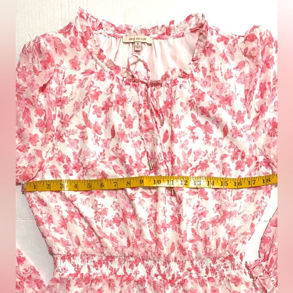 Skies&Blue Womens M Pink White Floral Dress Cottagecore Preppy Feminine Fairy - Picture 10 of 16